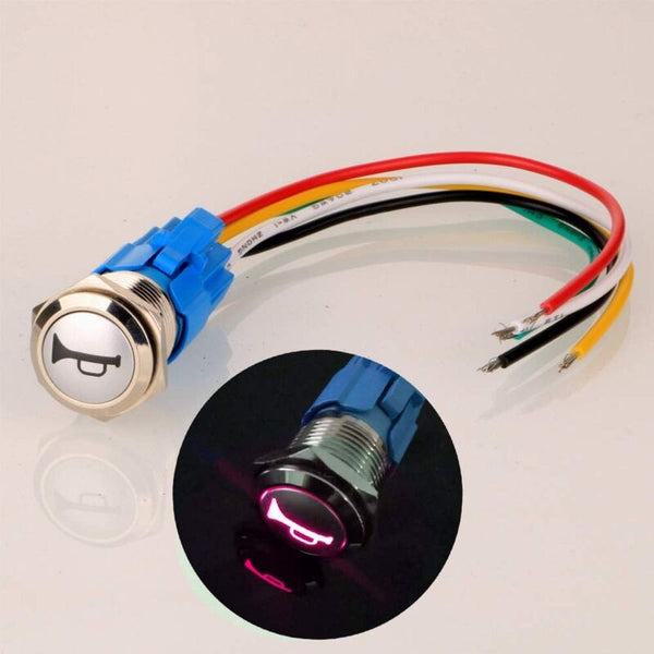 12V 24V/5A 16Mm Pre Wired Momentary Horn Push Button Switch Waterproof Metal With Red Led Tilt Switches