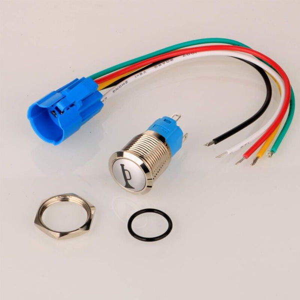 12V 24V/5A 16Mm Pre Wired Momentary Horn Push Button Switch Waterproof Metal With Red Led Tilt Switches