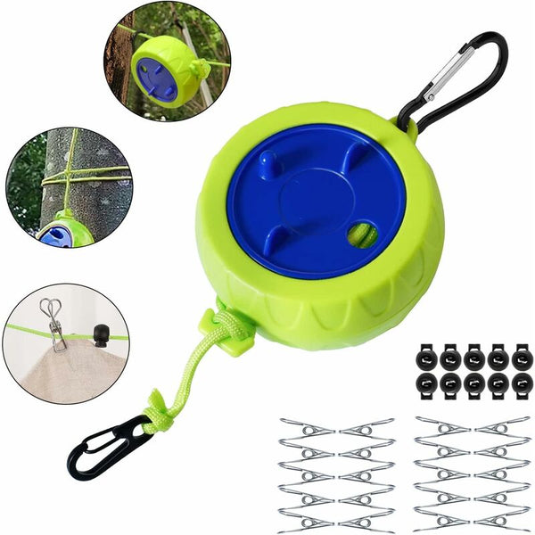 Clothesline Set 10M Portable Anti Winding Stretchable Line For Drying Rack Bathroom Outdoor Camping Garment Racks
