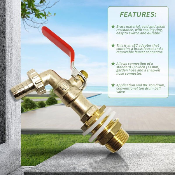 1000L Tank Faucet Rainwater Harvesting Adapter 1/2" (13Mm) Ibc Drain For Connectors Valves & Accessories