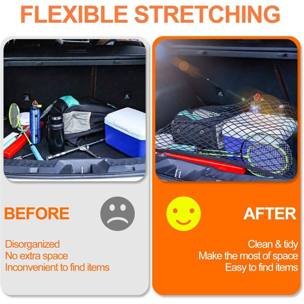 Car Trunk Storage Net Size 8060Cm Luggage With Carabiners 4 Hooks Elastic Reinforcement Elastic Cords & Nets