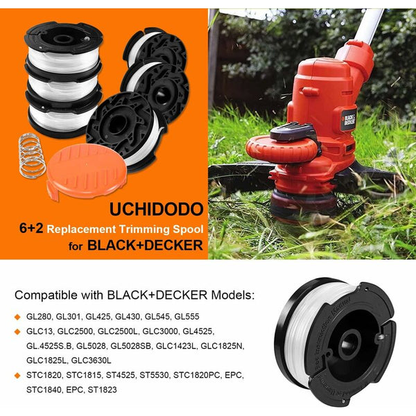 Trimmer Line Spool For Black And Decker Strimmers 6 Pack Brushcutter Spools With 1 Cover Spring String Trimmers