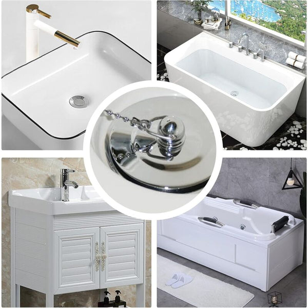 Sink Plug With Chain Rustproof Bathtub Stopper Drain Rubber Ring Cover For Drain Grates
