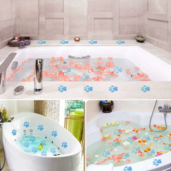 15 Pcs Non Slip Bathtub Kids Adult Shower Anti Dog Paw Waterproof Pads For Stickers