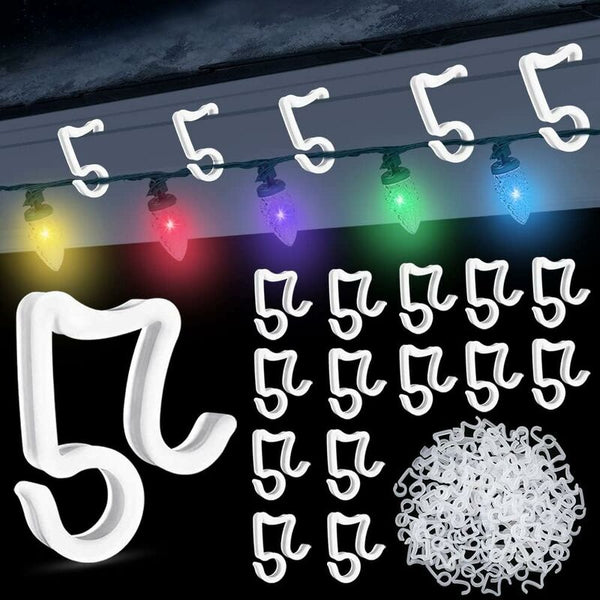 100 Pcs Christmas Light Hooks Outdoor Roof Gutter Plastic Clips For Decorative Lights Seasonal Decorations