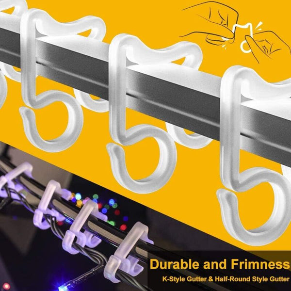 100 Pcs Christmas Light Hooks Outdoor Roof Gutter Plastic Clips For Decorative Lights Seasonal Decorations