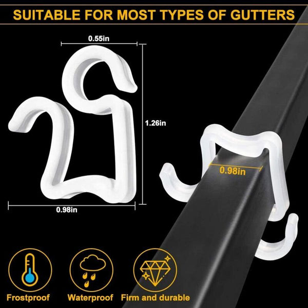 100 Pcs Christmas Light Hooks Outdoor Roof Gutter Plastic Clips For Decorative Lights Seasonal Decorations