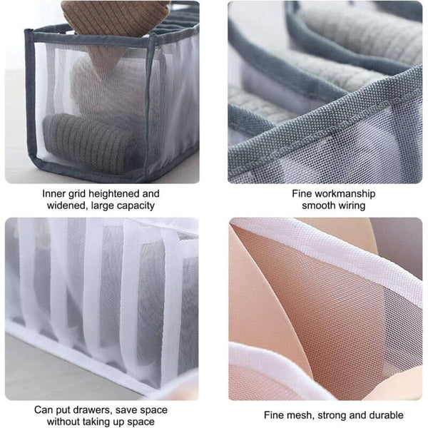 6 Pcs Underwear Drawer Organizer Foldable Storage Box For Socks & Drawer Organisers