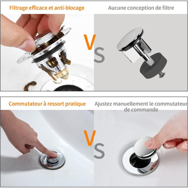 Sink Plug Universal Pop Up Drain Stopper With Hair Filter Anti Odor Blocked Stainless Steel Kitchen Bathtub Drain Stoppers & Strainers