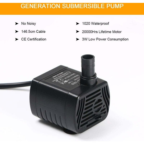 Submersible Water Pump Aquarium Adjustable 200L/H 3W Ultra Quiet Catit Usb For Pond Fish Tank Fountain Aquariums