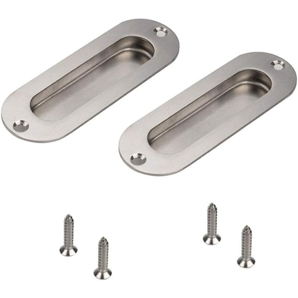 Flush Door Handle 2 Pieces Brushed Stainless Steel Sliding Cupboard With Screws Cabinet Pulls