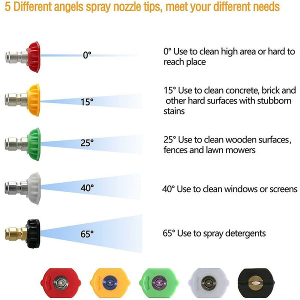 Pressure Washer Adapter To 1/4" Quick Connect For Karcher K2 K7 With 5 Nozzle Tips Multi Grad 2.5 Connectors Valves & Accessories