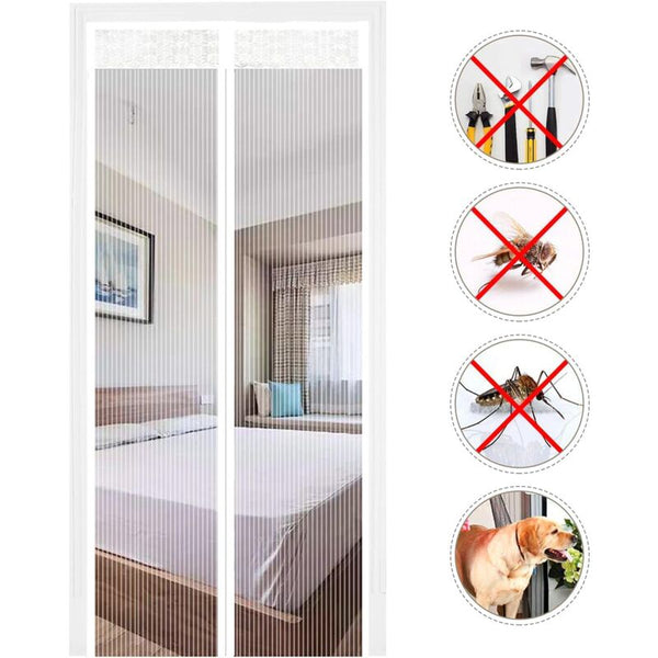 Magnetic Screen Door Automatic Closing Insect Curtain With Magnets No Drilling (120X220cm White) Insect Nets & Repellents
