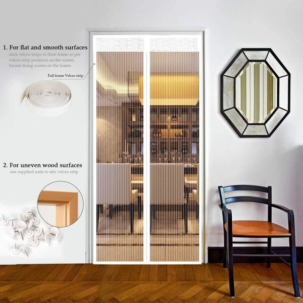 Magnetic Screen Door Automatic Closing Insect Curtain With Magnets No Drilling (120X220cm White) Insect Nets & Repellents