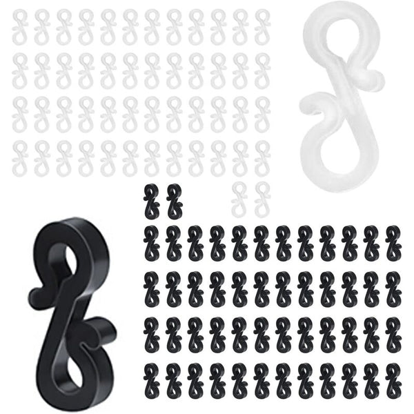 100 Pcs Mini Black White Plastic Gutter Hooks With Shape Clip Outdoor Light For Wedding Christmas Halloween Seasonal Decorations