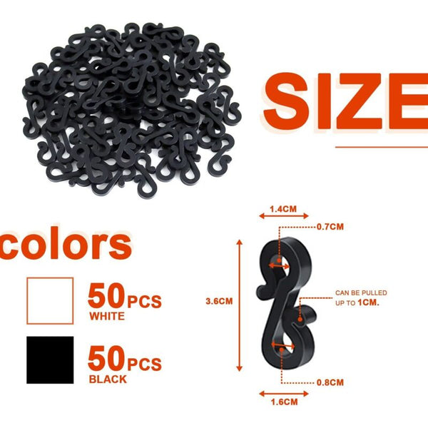 100 Pcs Mini Black White Plastic Gutter Hooks With Shape Clip Outdoor Light For Wedding Christmas Halloween Seasonal Decorations