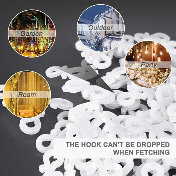100 Pcs Mini Black White Plastic Gutter Hooks With Shape Clip Outdoor Light For Wedding Christmas Halloween Seasonal Decorations