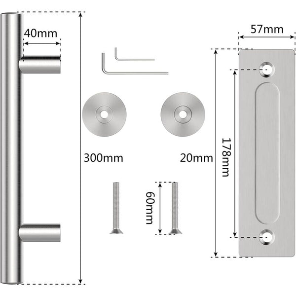 30Cm Stainless Steel Sliding Door Handle Set For Gates And Garages Sliding Door Hardware
