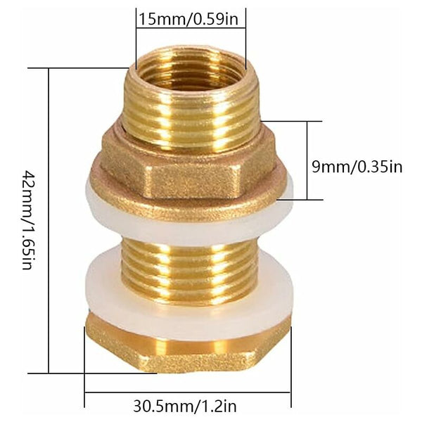1/2 Brass Water Tank Pipe Connector Pcs 4.2Cm Socket Inch For Rain Other Pipe Tools