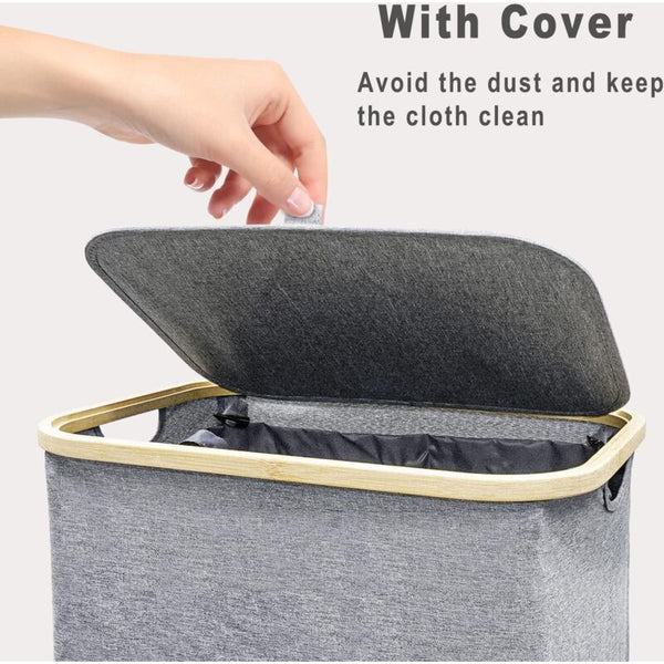 100L Laundry Basket With Lid Hamper Handles Dirty Bin Foldable Laundry Baskets & Hampers