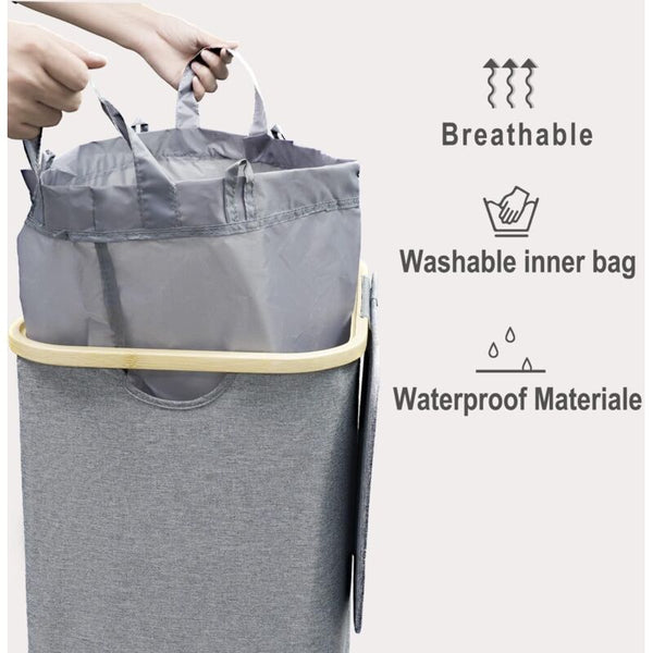 100L Laundry Basket With Lid Hamper Handles Dirty Bin Foldable Laundry Baskets & Hampers