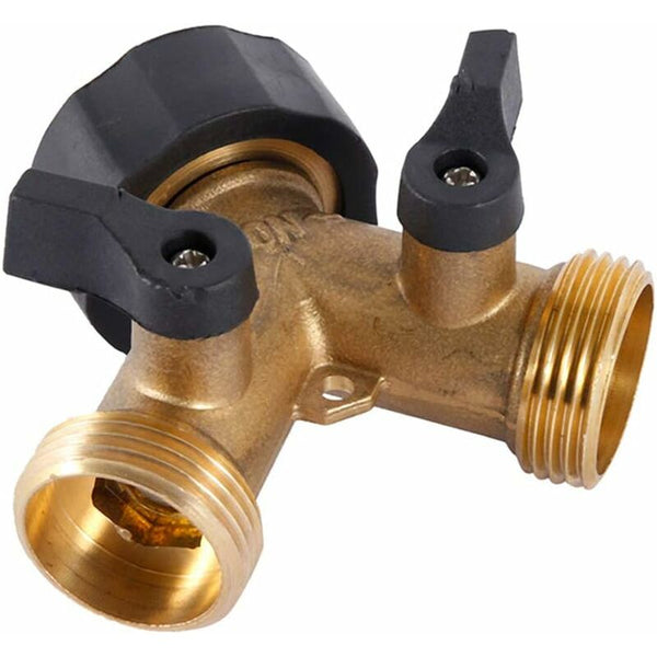 Double Washing Machine Tap 2 Way Y Garden Hose Connector Splitter For 3/4" Supply Hoses Heavy Duty Brass Connectors Valves & Accessories