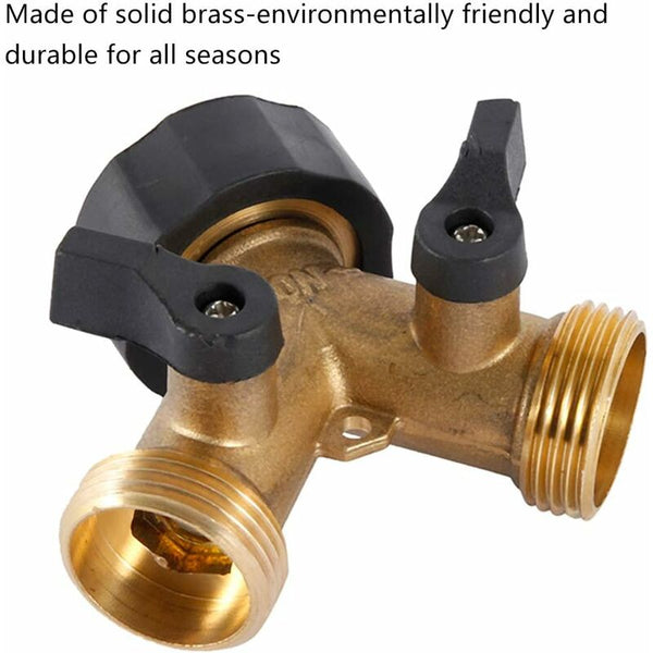 Double Washing Machine Tap 2 Way Y Garden Hose Connector Splitter For 3/4" Supply Hoses Heavy Duty Brass Connectors Valves & Accessories