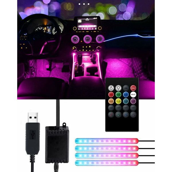 Car Interior Led Lights Lamp 48 Strip With Wireless Remote Control Upgraded Waterproof Led Car Lights