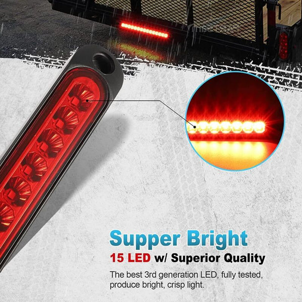2 Pcs 12V 15 Led Trailer Brake Tail Light Bar Waterproof Rear Lights Running Identification For Offroad Tail Lights