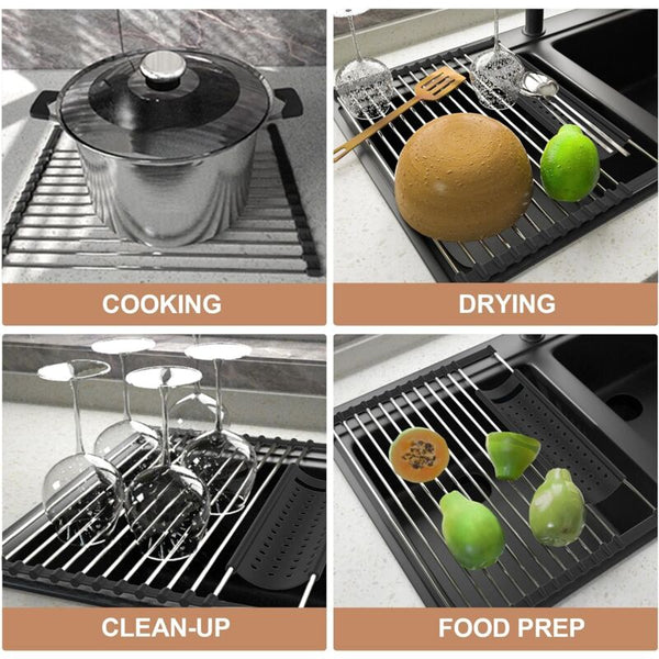 Foldable Stainless Steel Dish Drying Rack For Kitchen Sinks Other Kitchen Storage