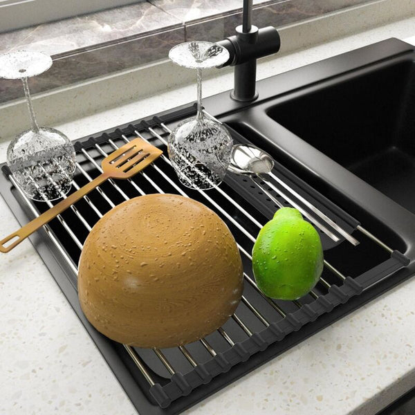 Foldable Stainless Steel Dish Drying Rack For Kitchen Sinks Other Kitchen Storage