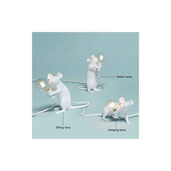 Table Lamp Mouse Shape Resin Desk Bedside Light Home Bedroom Decor E12 Base Lamps
