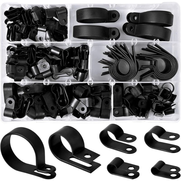 200 Pcs Nylon R Clips For Cable Management 6 Sizes Clamps & Vices