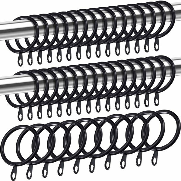 Metal Curtain Rings And Rod Hanging 30Mm Inner Diameter Drapery Sliding Eyelet (Black 40 Pack) Other Curtains & Accessories