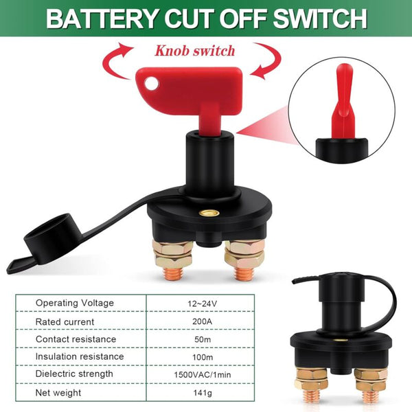 Isolator Switch 12V/24V Battery Disconnect Max 200A For Car Truck Boat Vehicles Power Cut Off Kill Switches & Controls