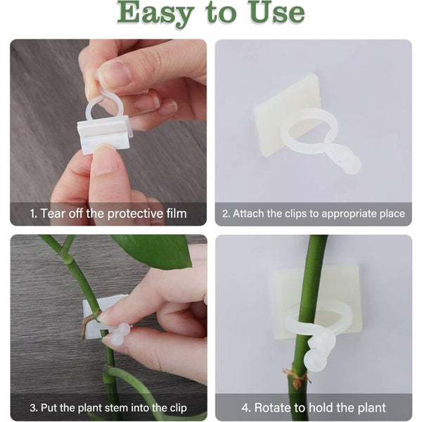 100Pcs Climbing Plant Support Clips Vine Wall Training White Plant Ties & Supports