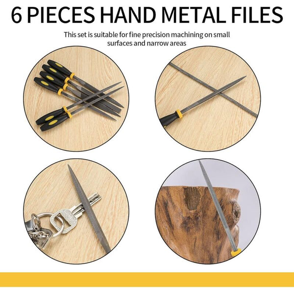 6 Piece File Set: Needle Diamond Rasp For Wood Metal Plastics Files