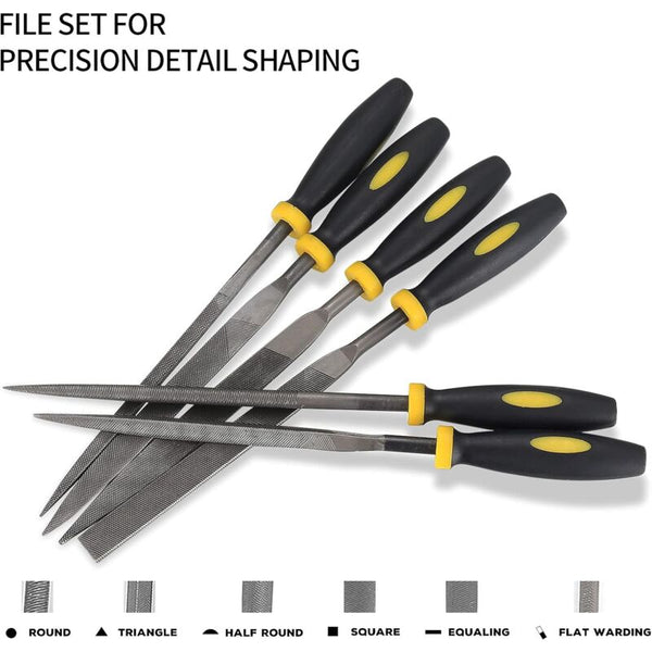 6 Piece File Set: Needle Diamond Rasp For Wood Metal Plastics Files