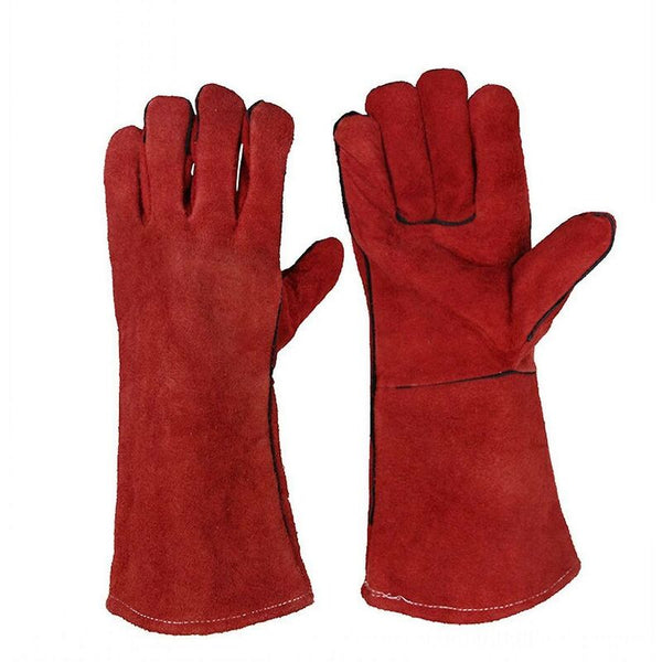 Heavy Duty Large Heat Resistant Leather Lined For Wood Stove Log Burner Bbq Gardening Men Welding Gloves