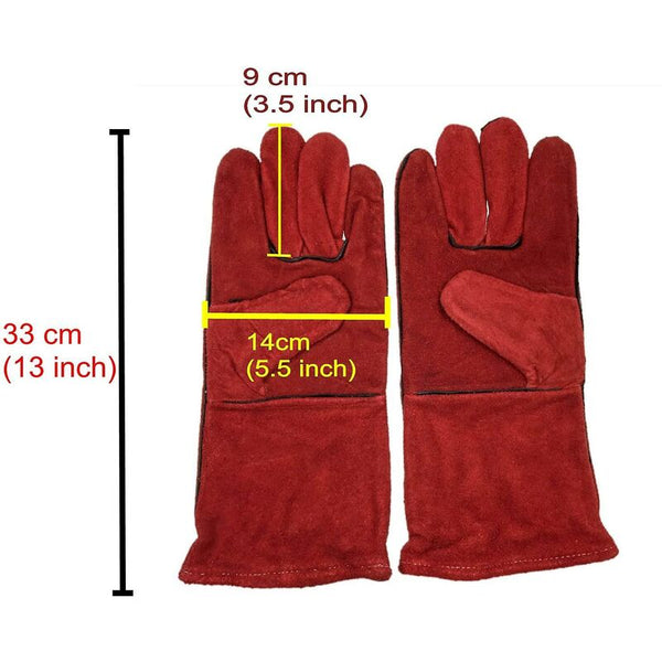 Heavy Duty Large Heat Resistant Leather Lined For Wood Stove Log Burner Bbq Gardening Men Welding Gloves