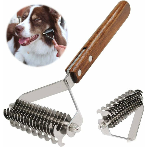 Coat King Rake Pet Undercoat Dog Dematting Comb Grooming Brush Tool Deshedding 17+9 Double Sided Teeth Dog Grooming