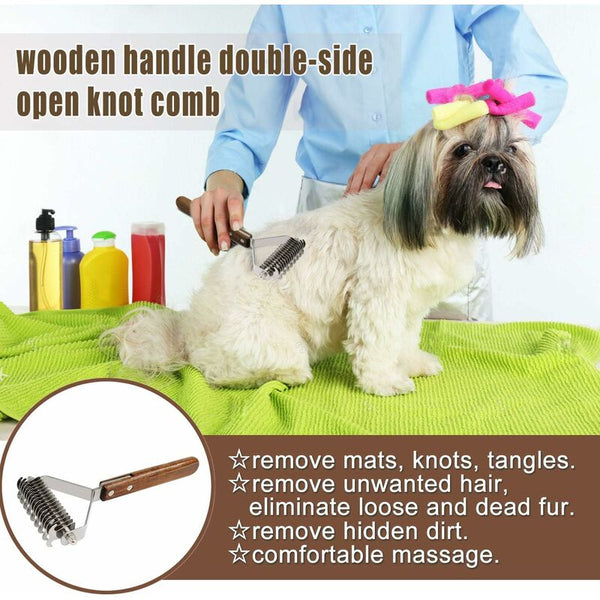 Coat King Rake Pet Undercoat Dog Dematting Comb Grooming Brush Tool Deshedding 17+9 Double Sided Teeth Dog Grooming