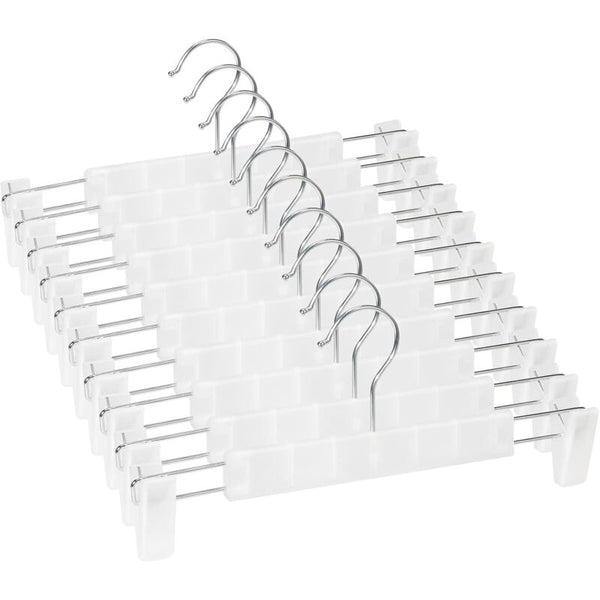 10 Pack Skirt Hangers Trouser With 2 Adjustable Non Slip Clips For Hanging Pants Socks Skirts Translucent Clothes Hangers