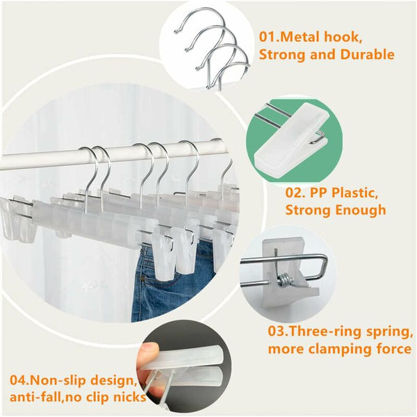 10 Pack Skirt Hangers Trouser With 2 Adjustable Non Slip Clips For Hanging Pants Socks Skirts Translucent Clothes Hangers