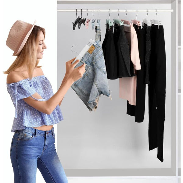 10 Pack Skirt Hangers Trouser With 2 Adjustable Non Slip Clips For Hanging Pants Socks Skirts Translucent Clothes Hangers