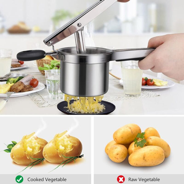 Potato Masher Manual With 3 Interchangeable Discs Professional Stainless Steel Ideal For Other Kitchen Gadgets