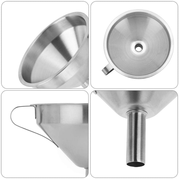 5" Food Grade Stainless Steel Kitchen Funnel With Removable 200 Mesh Filter And Handle Strainer For Oils Juice Funnels