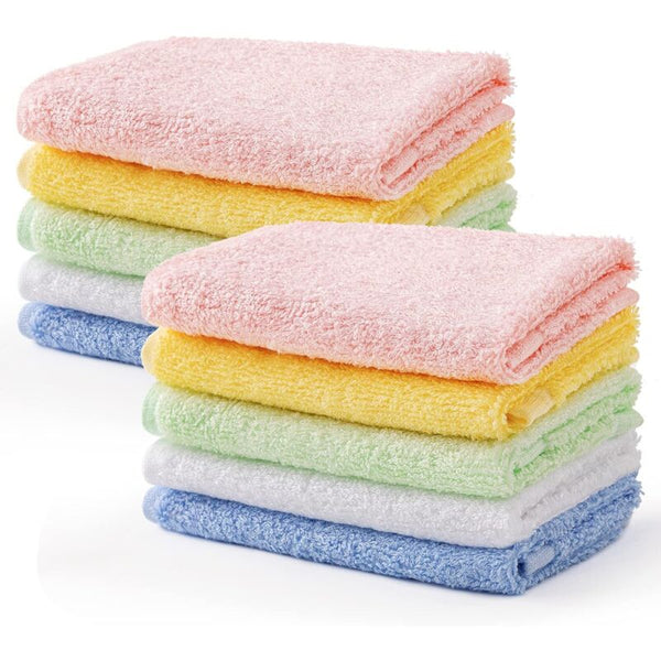 10 Pieces Baby Towels Hand Bamboo Fiber Facial Wipes 25 Cm Kids Multicolor Bath Kitchen Towels & Washcloths