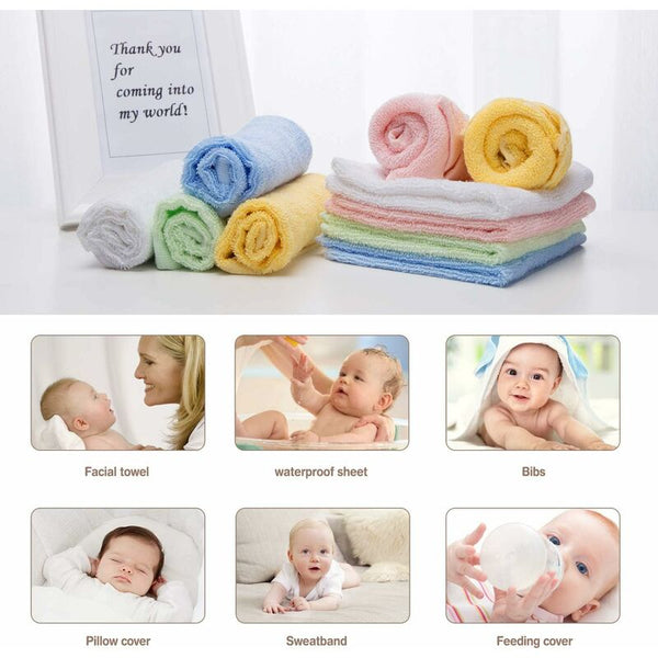 10 Pieces Baby Towels Hand Bamboo Fiber Facial Wipes 25 Cm Kids Multicolor Bath Kitchen Towels & Washcloths