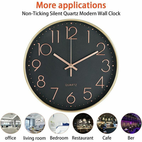 12 Inch Silent Non Ticking Wall Clock Modern Battery Operated Easy To Read Decor For Kitchen Home Living Wall Clocks